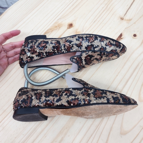 Kate Spade Caty Cape Sequined Leopard Print Loafers Size 7M - Picture 10 of 13